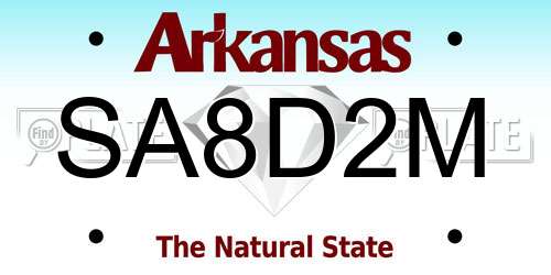 SA8D2M Arkansas License Plate