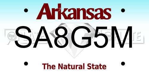 SA8G5M Arkansas License Plate