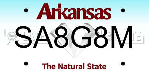 SA8G8M Arkansas License Plate