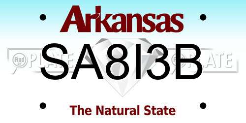SA8I3B Arkansas License Plate