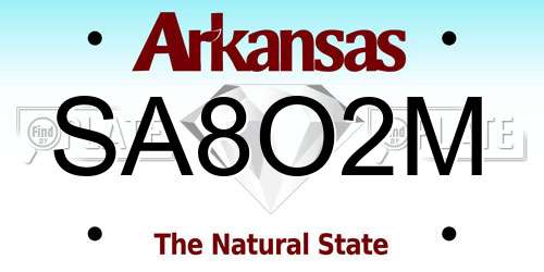 SA8O2M Arkansas License Plate