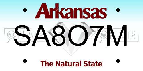 SA8O7M Arkansas License Plate