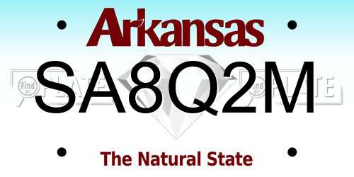 SA8Q2M Arkansas License Plate