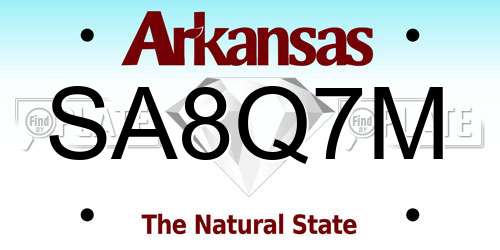 SA8Q7M Arkansas License Plate