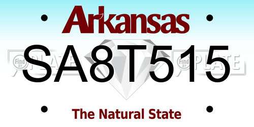 SA8T515 Arkansas License Plate