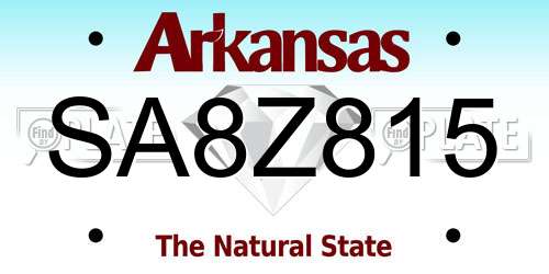 SA8Z815 Arkansas License Plate