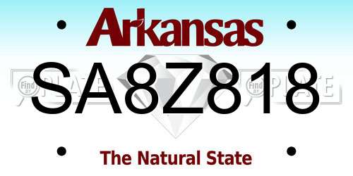 SA8Z818 Arkansas License Plate