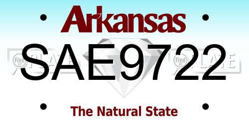 SAE9722 Arkansas License Plate