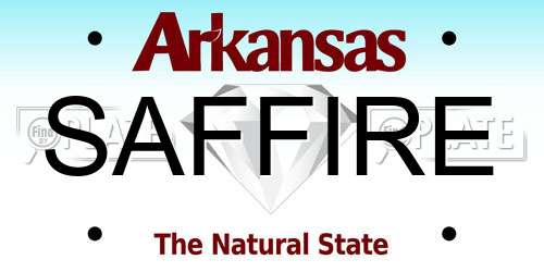 SAFFIRE Arkansas License Plate