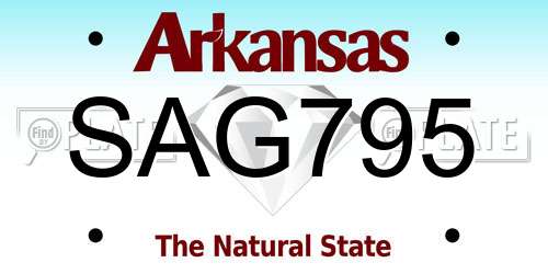 SAG795 Arkansas License Plate