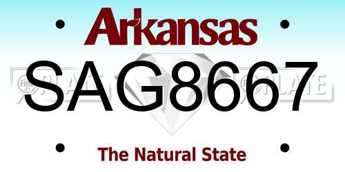 SAG8667 Arkansas License Plate