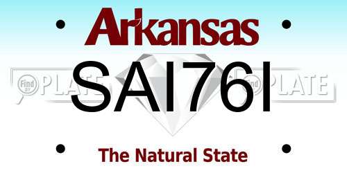 SAI76I Arkansas License Plate