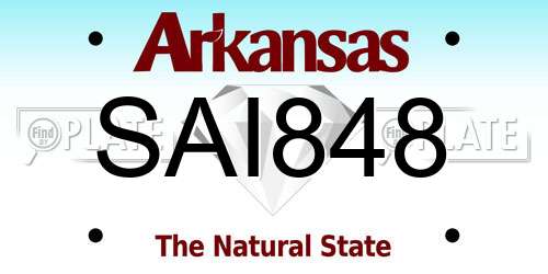 SAI848 Arkansas License Plate