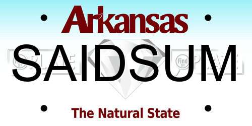 SAIDSUM Arkansas License Plate