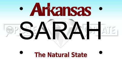 SARAH Arkansas License Plate