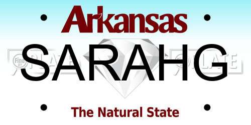 SARAHG Arkansas License Plate