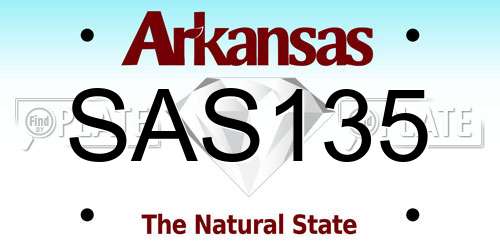 SAS135 Arkansas License Plate