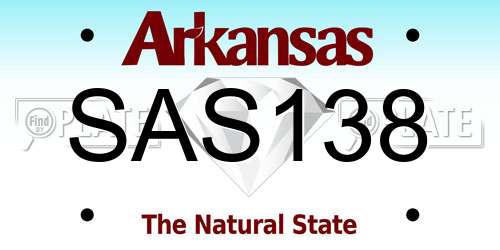SAS138 Arkansas License Plate