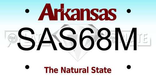 SAS68M Arkansas License Plate