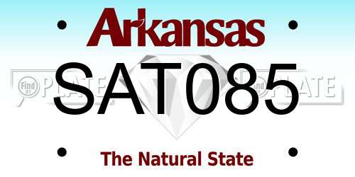 SAT085 Arkansas License Plate