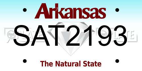 SAT2193 Arkansas License Plate