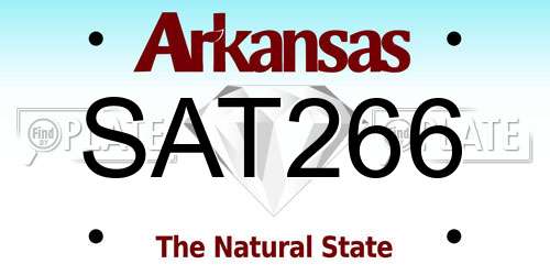 SAT266 Arkansas License Plate