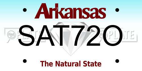 SAT72O Arkansas License Plate