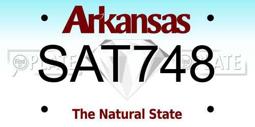 SAT748 Arkansas License Plate