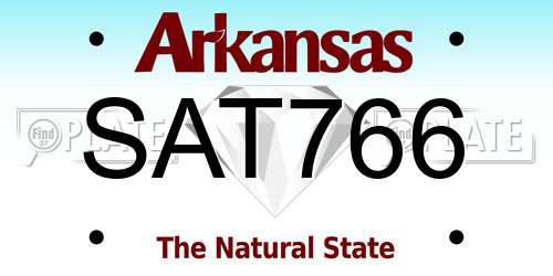 SAT766 Arkansas License Plate