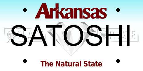 SATOSHI Arkansas License Plate