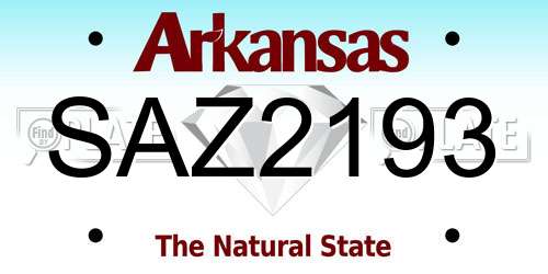 SAZ2193 Arkansas License Plate