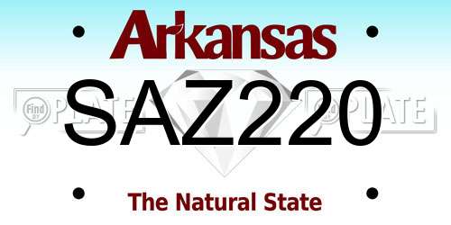 SAZ220 Arkansas License Plate