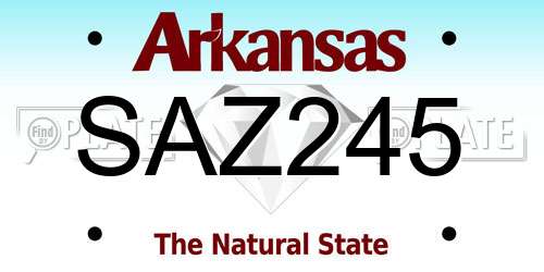 SAZ245 Arkansas License Plate