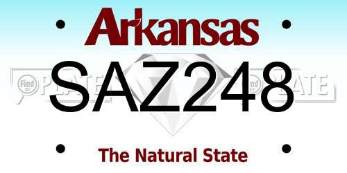 SAZ248 Arkansas License Plate