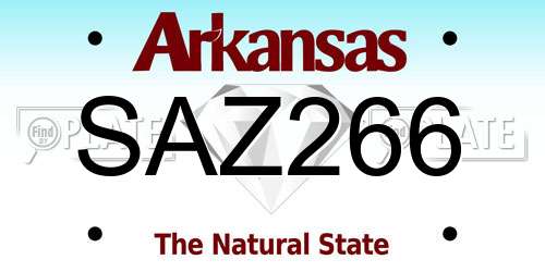 SAZ266 Arkansas License Plate