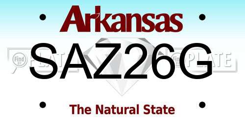 SAZ26G Arkansas License Plate