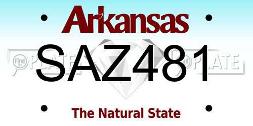 SAZ481 Arkansas License Plate