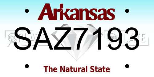 SAZ7193 Arkansas License Plate