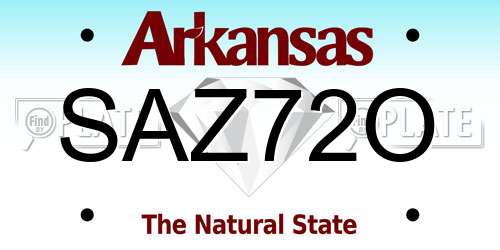 SAZ72O Arkansas License Plate
