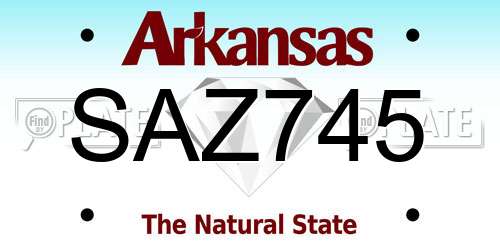 SAZ745 Arkansas License Plate