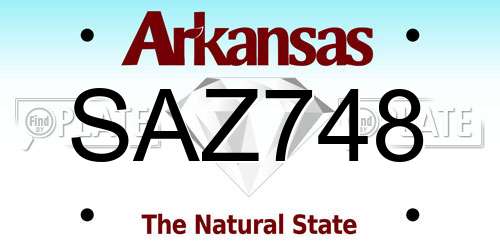 SAZ748 Arkansas License Plate