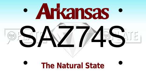 SAZ74S Arkansas License Plate