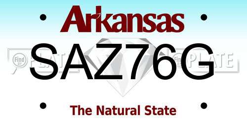 SAZ76G Arkansas License Plate