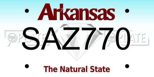 SAZ770 Arkansas License Plate