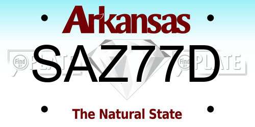 SAZ77D Arkansas License Plate