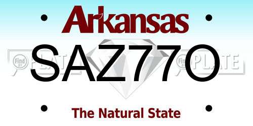 SAZ77O Arkansas License Plate