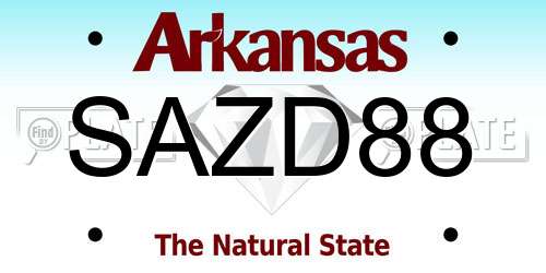 SAZD88 Arkansas License Plate