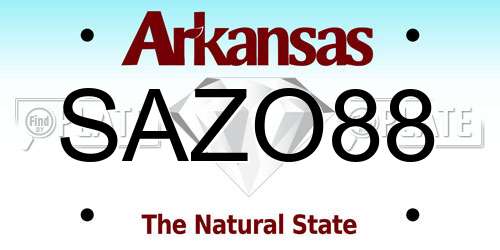 SAZO88 Arkansas License Plate