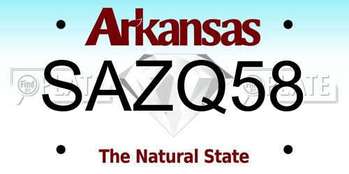 SAZQ58 Arkansas License Plate