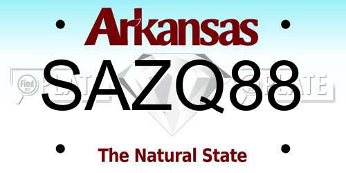 SAZQ88 Arkansas License Plate